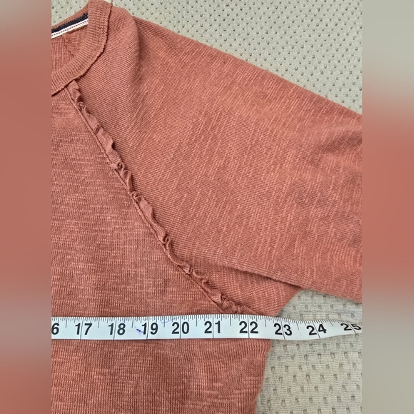 Pilcro by Anthropologie Brick Red Sweater Ruffle Fall Cozy Autumn Orange Size S - Picture 7 of 8